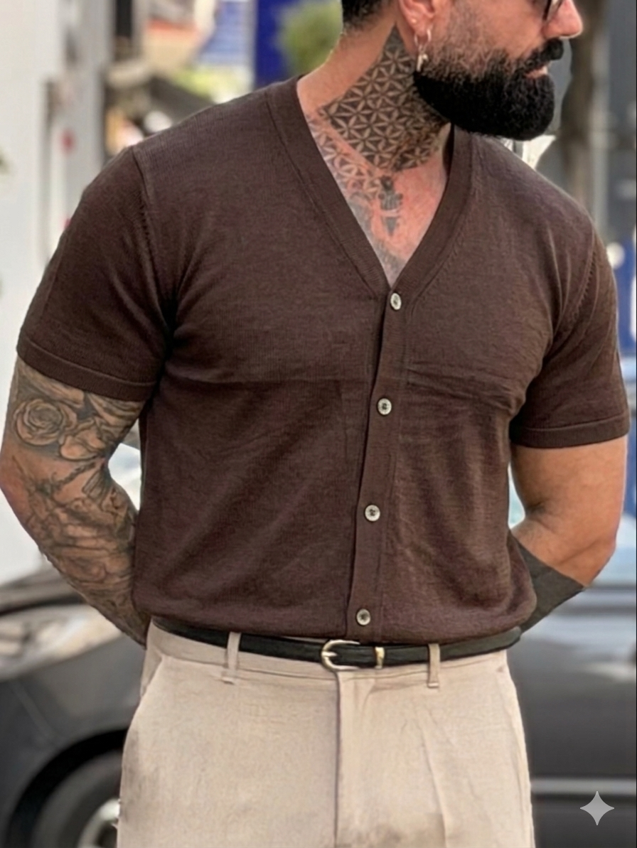 Maglia Filo Cardigan Coffe