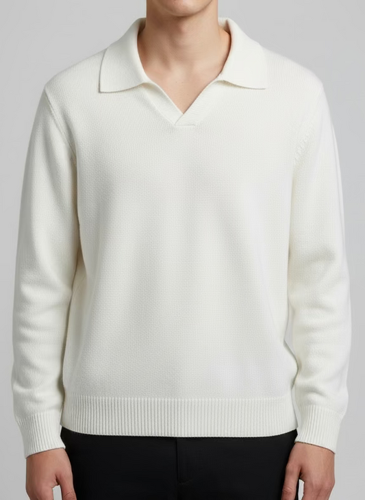 Maglioncino polo lana panna