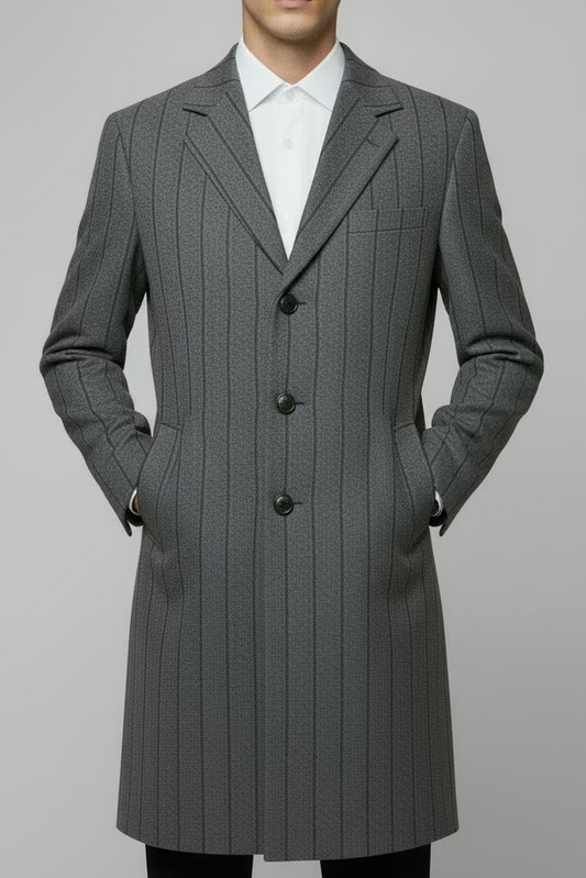 Cappotto Righe Grigio