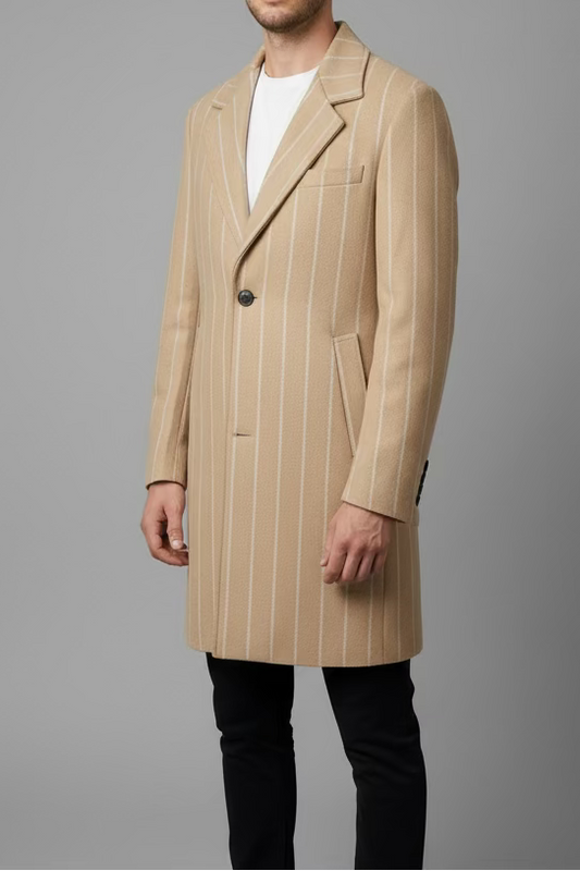 Cappotto Righe Beige