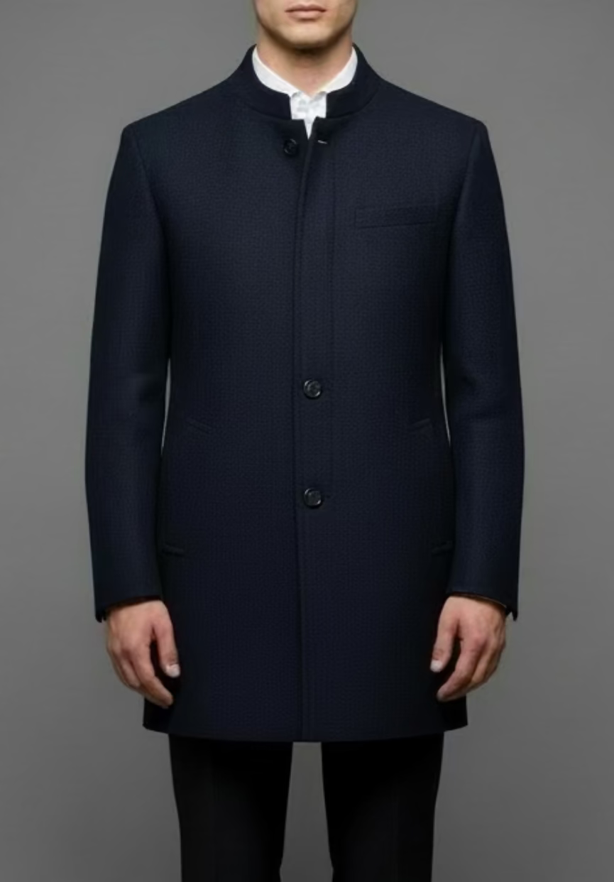 Cappotto Coreano Blu Navy